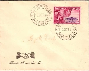 1940 British Pitcairn Island Post Office Hands across the seas Cover - Picture 1 of 2