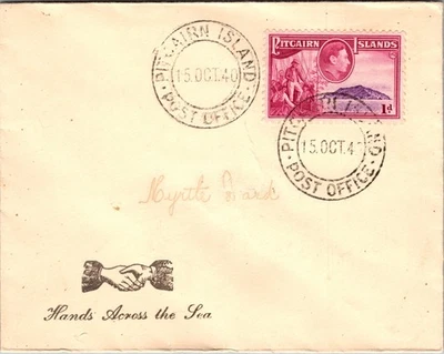 1940 British Pitcairn Island Post Office Hands across the seas Cover - Image 1 of 2