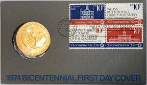 1974 John Adams Bicentennial Medal & First Day Cover, Original Envelope, Sealed - Bild 1 von 6