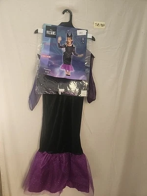 Disney Maleficent Costume Girls M 7-8 Dress Headpiece Halloween Sleeping Beauty - Image 1 of 4