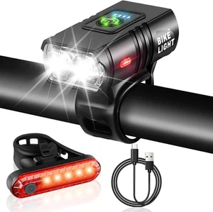 LED USB Fahrrad Licht Set Beleuchtung SET 1000 LUX Scheinwerfer Rücklicht Lampe - Bild 1 von 15