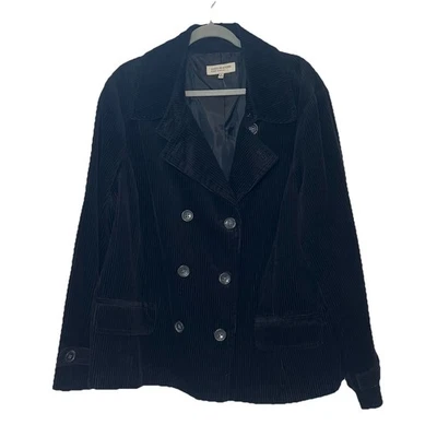 Jones New York Sport Mujer Negro Pana Chaqueta Abrigo Doble Pecho Talla 3X Foto 1 de 4