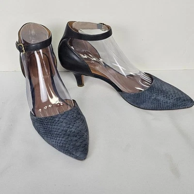 Clarks Artisan Glamor D'Orsay 'Heather Blue Ankle Strap Kitten Heel  Sz 9 - Image 1 of 4
