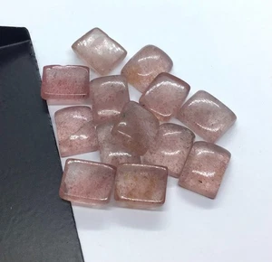 Rectangle Flat Back AAA Natural Strawberry Quartz Loose Gemstone Making Jewelry - Picture 1 of 5