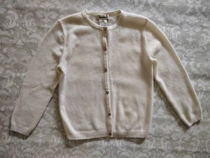 Neiman Marcus 100% Cashmere Cardigan Sweater Ivory 5Y Girl - Picture 1 of 5