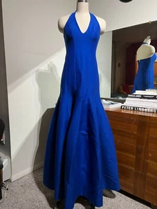 Vestido Halston Azul Real Heritage Sin Mangas Halter Vestido Formal Talla XS O - Imagen 1 de 11