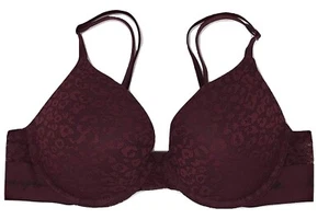 Victoria's Secret Pink Wear Everywhere Push Up Bra Lace Color Ruby Size 32B NWT - Picture 1 of 2