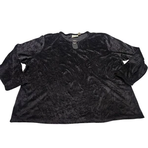 Fashion Bug Y2k Black Crushed Velvet Top Size 30/32 Goth Whitchy - Picture 1 of 8