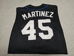 PEDRO MARTINEZ #45 New York Mets Majestic Baseball Sewn Black Jersey SZ Medium  - Picture 1 of 14