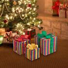 3 Stck weihnachtlich beleuchtete Geschenkboxen, leuchtende Beleuchtung,