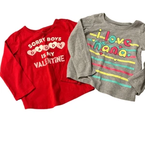 Little Girl’s Long Sleeve T-Shirts Set Of 2 Toddler Girl Size 2T Daddy Nana - Picture 1 of 8