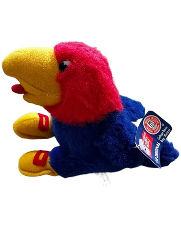 Vintage KU Jayhawks Kansas University Stuffed Jayhawk Mascot Plush NWT Original Cover
