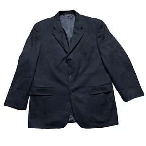 Barneys New York Cashmere Blazer Jacket Black Mens Size 46L Lined 3 Button EUC - Picture 1 of 9