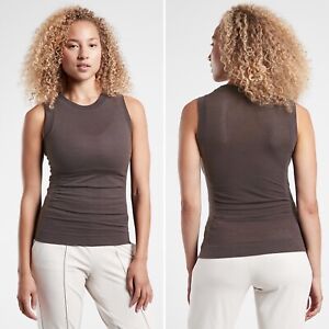 NWT Athleta Foresthill Ascent Tank Top SMALL Walnut Brown Seamless Ruched Fitted