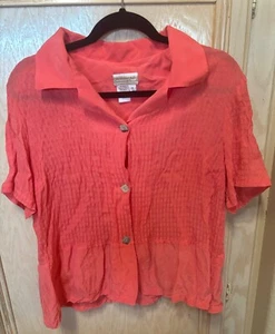 Women’s Coldwater Creek 1X Coral Button Up Shirt Rayon Made in USA - Bild 1 von 12