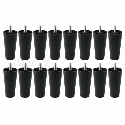 16 Pieces M10 Thread 12cm Height Cylindrical Furniture Leg for Sofa Black - Image 1 of 4