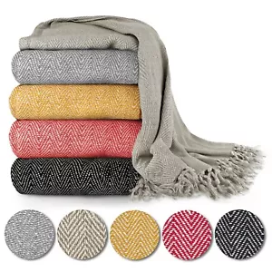 Coperta da lancio per divani letto corridore design spina di pesce cotone morbido spina di pesce - Foto 1 di 56
