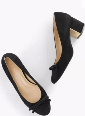 NUEVO Zapatos Talbots Isa Para Mujer Talla 9 Negros Gamuza Arcos Bloque Bombas Tacones CUERO Foto 1 de 4