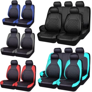 Car Seat Covers Full Set PU Leather 5-Seats Front Rear for Sedan SUV Truck - Picture 1 of 18