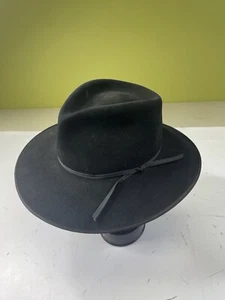 Vintage THE GUN CLUB BY STETSON Fur Felt Leather Black Hat Size 7 1/8 - 57 - Picture 1 of 10