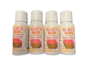 (4) BURTS BEES CITRUS & GINGER ROOT BODY WASH TRAVEL SIZE 1 oz Each