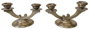 PAIR OF CANDELABRA IN PUNCHED SILVER. ART DECO STYLE. YEARS 30/40. - Picture 1 of 1