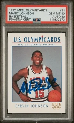 1992 Impel #11 USA Magic Johnson signed auto card PSA DNA 10 10 - Image 1 of 2