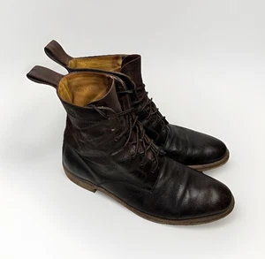 Billy Reid Boots Men’s Size 12 Combat Ankle Distressed Brown Leather Made Italy - Picture 1 of 9