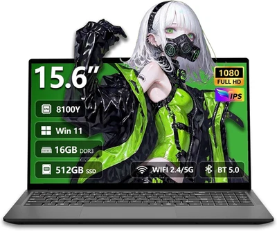 PC Portatile 15,6 Pollici Con Core I3-8100Y CPU, Notebook Win 11 16GB RAM 512GB  - Immagine 1 di 4