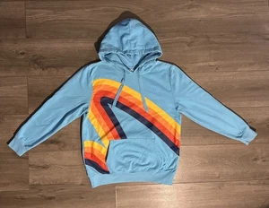 Aldi Gear Big Graphic Logo Drawstring Hoodie Mens Medium Blue Multicolor - Picture 1 of 14