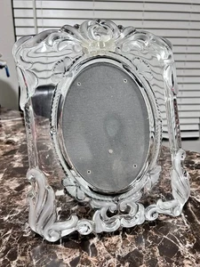 MIKASA PRINCESS Crystal Wedding Picture Frame 5x7 Oval 11" Tall - SEE DESC - Picture 1 of 6