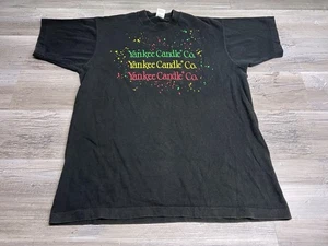 Vintage 90s Yankee Candle Co T-Shirt Single Stitch XL Made in USA Paint Splatter - Picture 1 of 9