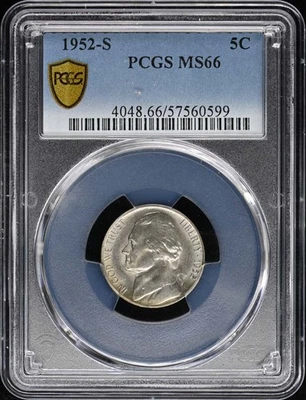 1952-S 5C Jefferson Nickel PCGS MS66 - Image 1 of 2
