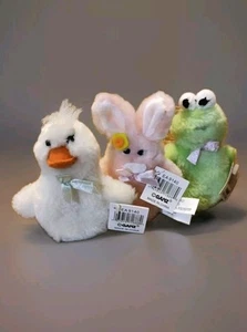 3 GANZ Finger Pupper Friends Mini Puppen ~ Hase• Frosch • Entenspielzeug Plüsch - Bild 1 von 11