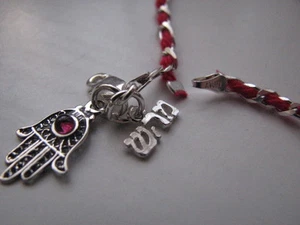 Kabbala rot Schnur Armband mit Hamsa Hand und Heilung Charms Sterlingsilber - Bild 1 von 3
