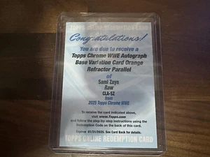 2025 WWE Topps Chrome Sami Zayn Variation Orange /25 Auto Redemption Unused - Picture 1 of 2