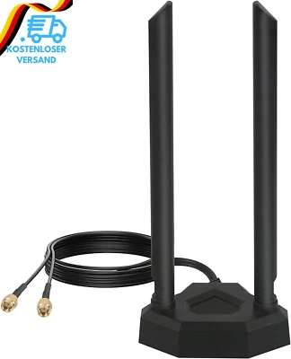 Nelawya Dualband-Wlan-Antenne 8 Dbi 2,4 Ghz 5 Ghz 5,8 Ghz Rp-Sma-Adapter Mit Mag