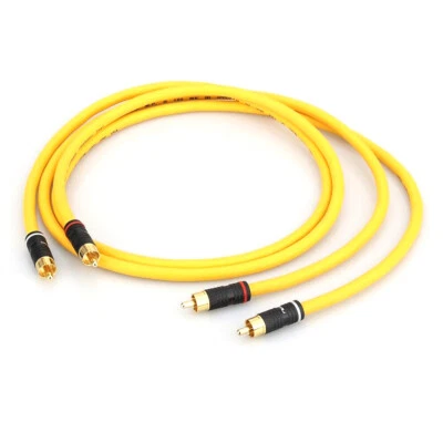 Pair Silver Plated OCC Copper Wire Gold Plated Plug HiFi Audio Signal RCA Cable - Image 1 of 4