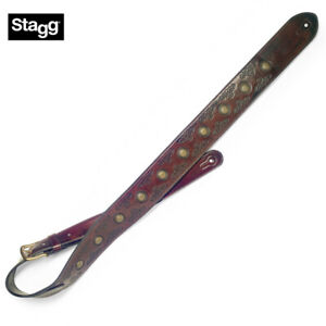 Stagg SPFL AGED DBRW Dark Brown Padded Distressed Leather Guitar Strap 