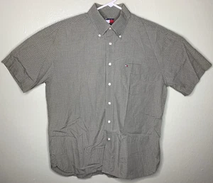 Camisa de Colección Años 90 Tommy Hilfiger Para Hombre Talla Grande Verde Oliva Rejilla Abotonada - Imagen 1 de 5