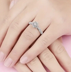 Silver Filled Shinny Engagement Ring Women Sizes M,N,O,P,Q,R,S,T - Picture 1 of 6