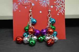 NEU Urlaub-Weihnachten Jingle Bells Baumeln Haken Ohrringe - Bild 1 von 4