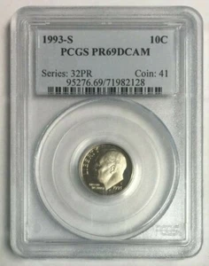 S 1993 prueba 10c moneda de diez centavos Roosevelt PF 69 DCAM PCGS SKU #3110 - Imagen 1 de 2