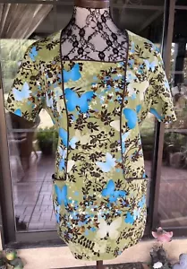 Blue Butterflies Nursing Uniform Cherokee Scrub Top Sz M 42” Bust - Picture 1 of 4