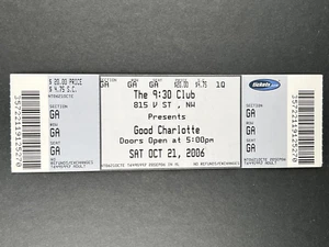 2006 Good Charlotte Concert Ticket - The 9:30 Club / Washington DC - Picture 1 of 2