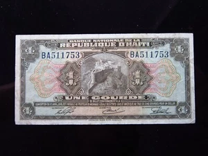 Haiti 1 Gourde L.1919 ND 1951-1964 P178 1753a8h Series AS-BM Banque d'Haiti - Picture 1 of 2
