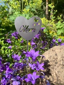 MUM Memorial Heart Steel Plaque Tribute Graveside Stake Remembrance Marker - Picture 1 of 4