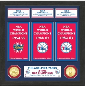 Philadelphia 76ers Banner The Highland Mint Bronze Coin Photo FRAMED 15”x12” NEW - Picture 1 of 2