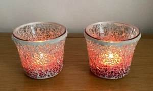 Vintage Yankee Candle Pink Mosaic Votive Holders Excellent Condition Just Lovely - Picture 1 of 7