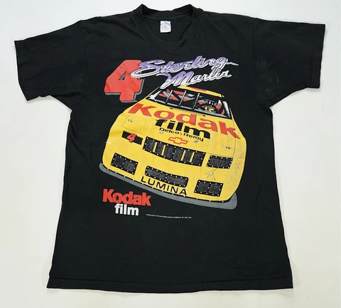 Rare Vintage HUNTER Sterling Martin Kodak Film NASCAR Racing T Shirt 90s Black L Cover